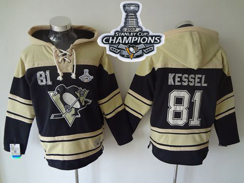 Penguins #81 Phil Kessel Black Sawyer Hooded Sweatshirt Stanley Cup Finals Champions Stitched NHL Jersey - Click Image to Close